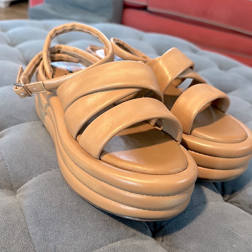 Tan free People platform sandals